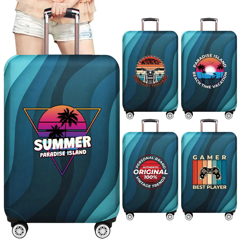 

Trolley Box Cover Reusable Thick Elastic Luggage Cover Holiday Printing Series Protector 18-32inch Trolley Box Suitable