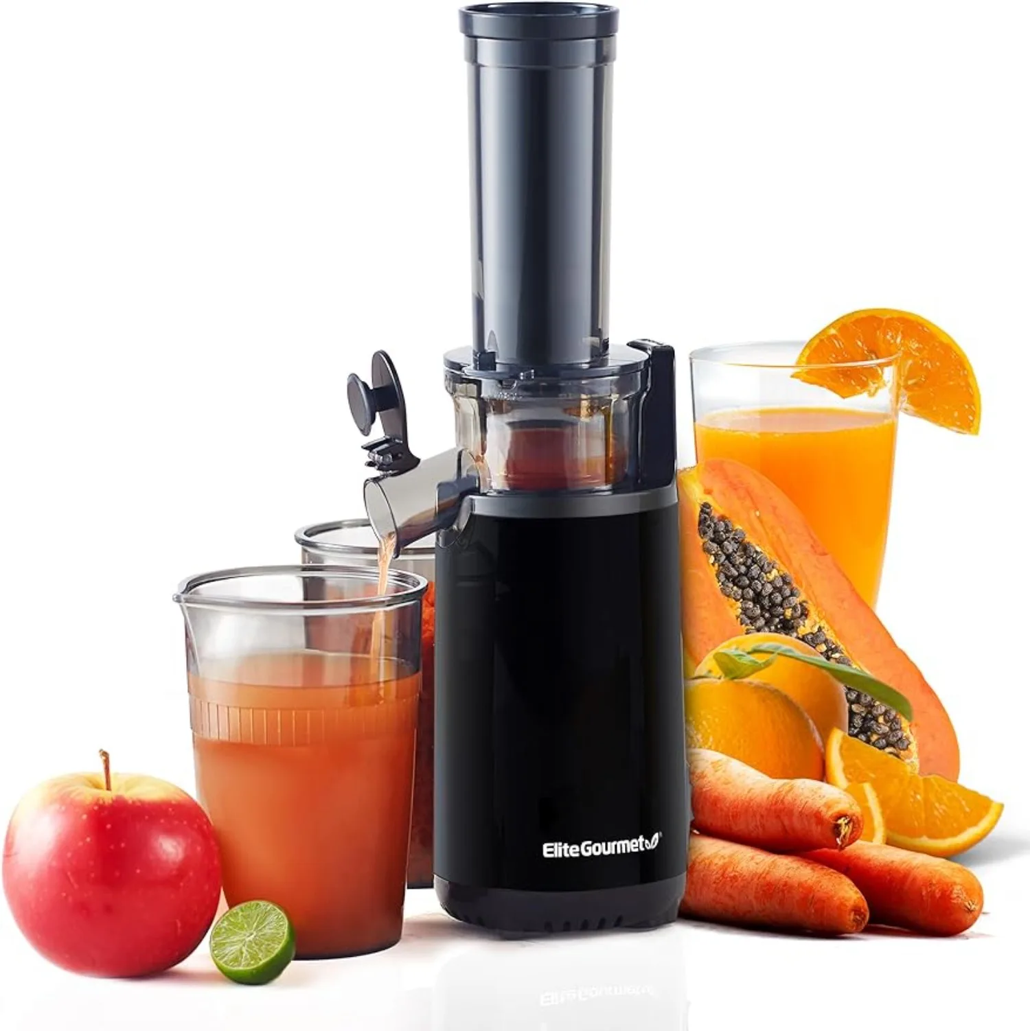 

Compact Compact Space-Saving Masticating Slow Juicer BPA-Free Tritan Easy To Clean 16 Oz Juice Cup Charcoal Gray