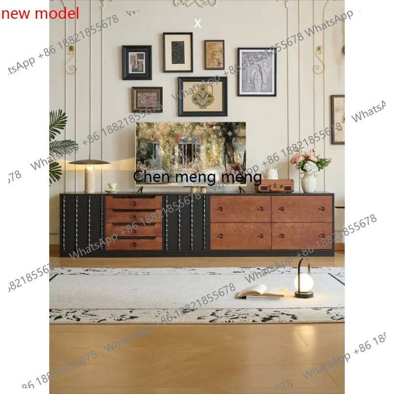 

Red oak all solid wood antique floor-to-ceiling TV cabinet, free combination living room locker