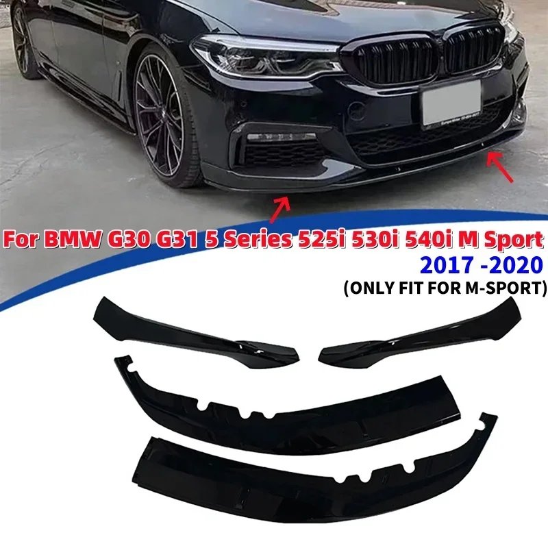 

4Pcs Car Front Bumper Lip Diffuser Spoiler for BMW G30 G31 5 Series 525i 530i 540i M Sport 2017 -2020 Spoiler Deflector