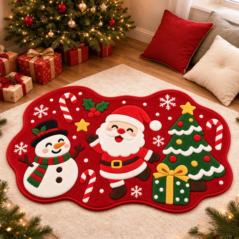 1 Piece of Festive Holiday-Style Mat Suitable for Bedside 2D Flat Floor Mats, Entryway Mats, Living Room, Bedroom, Bathroom, Kitchen, Balcony, Machine Washable, Non-Slip, Dust-Proof, Wear-Resistant, Easy to Maintain, Thick, Soft, Comfortable, Modern Home Decor, Bedroom and Bathroom Decorative Carpet, Housewarming Gift, Holiday Birthday Gift, Moving Gift, and Other Occasions.