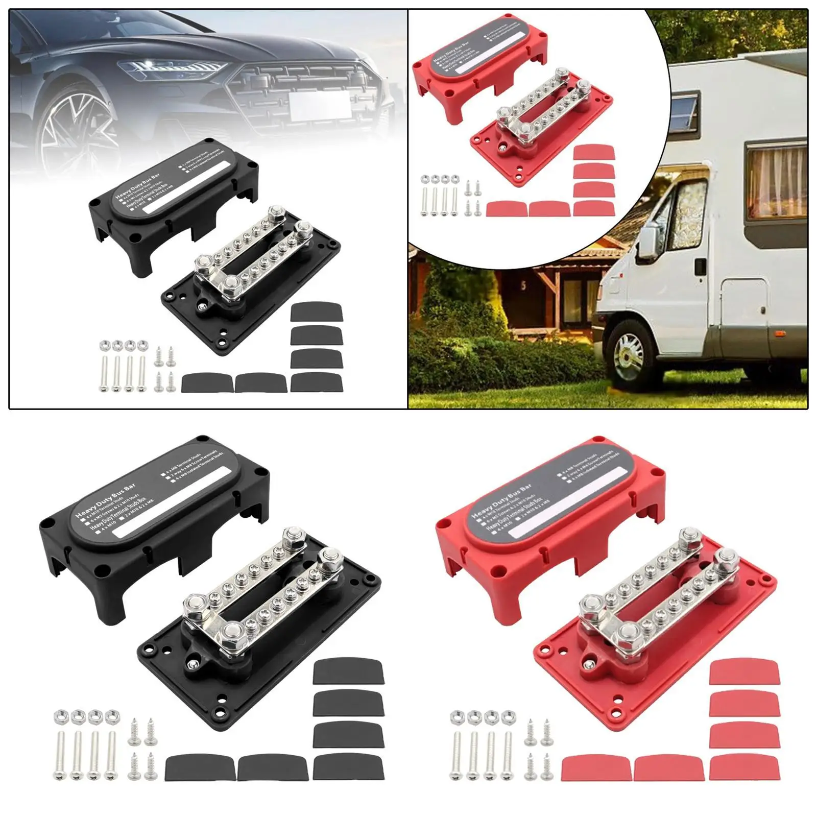 

Bus Bar Power Distribution Block with Removable Cover Easy Installation Junction Block 48V 150A for Marine Truck RV Vehicle