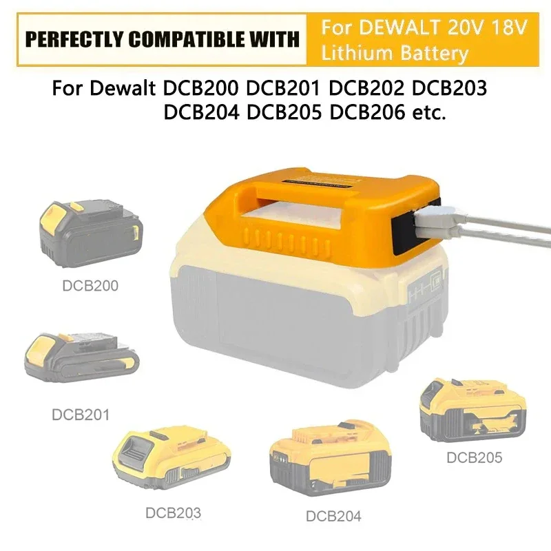 For Dewalt 18V 20V Li-ion Battery With USB Type-C Fast Charger USB Converter Rack Portable Battery Holder Power Bank Belt Buckle