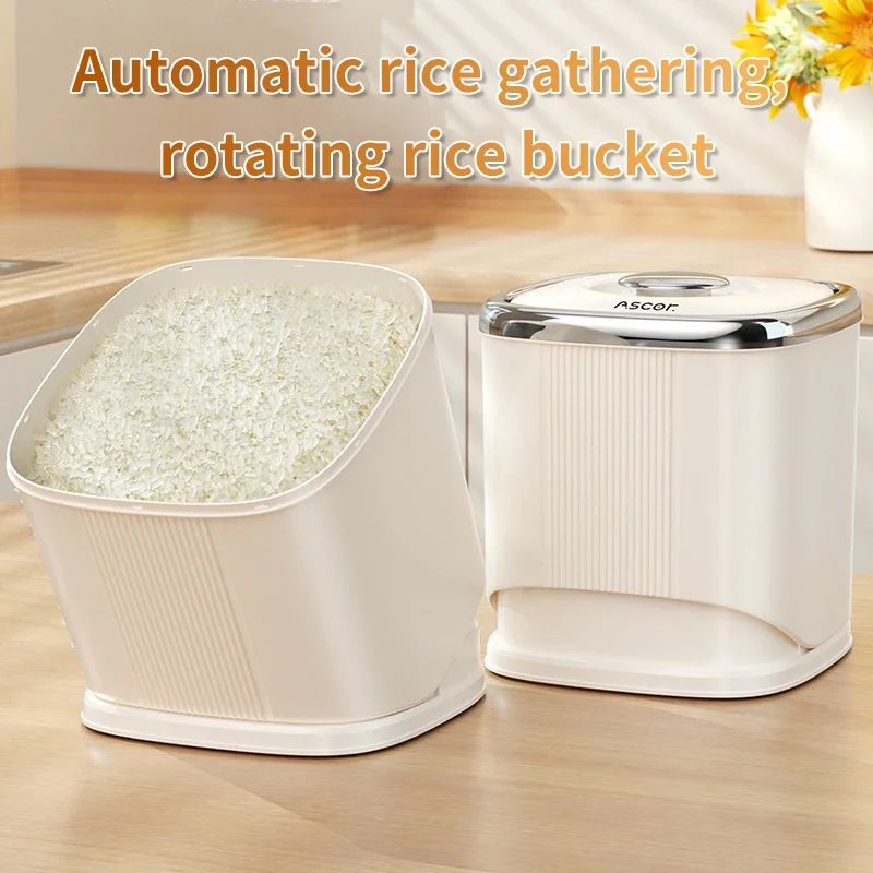 

Rotating Recording Rice Dispenser 6kg Cereal Food Plastic Box Kitchen Accessories Bulk Container Box Airtight Food Storage Jar