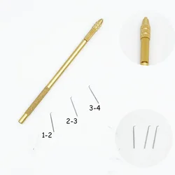 Professional Bronze Wig Ventilating Holder with 3 Pcs Pin ventilating needle for wig making Crochet Hook tools