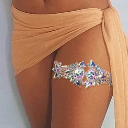 Sparkly AB Crystal Rhinestone Thigh Chain for Women Dance Party Statement Wedding Prom Crystal Leg Chain Jewelry for Bridal