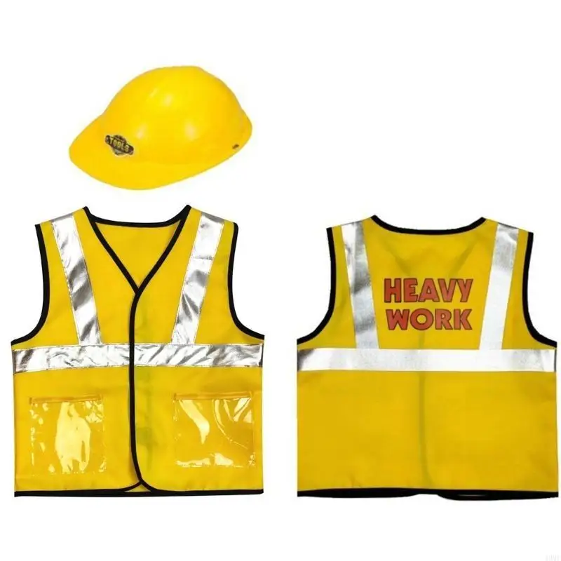 

49MF Construction Worker Costume Toddler Engineer Vest Kids Role for Play Toy