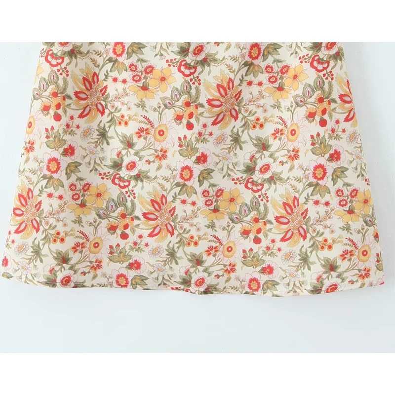 YENKYE Abito corto sexy con spalline con stampa floreale Abito corto da donna a vita alta A-line O Collo Abiti estivi Abito da vacanza