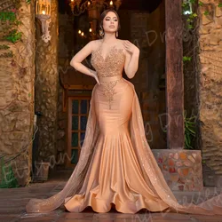 2025 Arabia Elegant Women's Mermaid Pretty Evening Dresses Charming Strapless Customized Prom Gowns Appliques Vestidos De Gala