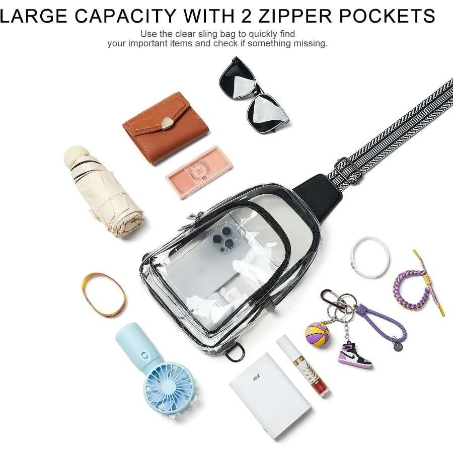 경기장 이벤트용 투명 가방 여성용 투명 지갑 경기장 크로스바디 백 콘서트 스포츠용 투명 가방