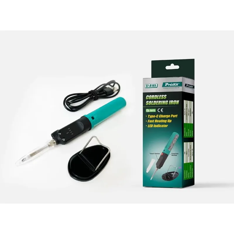 الوزن 85 جرام 12 واط 500 درجة 3.7 فولت 2200 مللي أمبير مع مصباح ليد SI-B165 Proskit مكواة لحام لاسلكية لإصلاح الإلكترونيات الاستهلاكية
