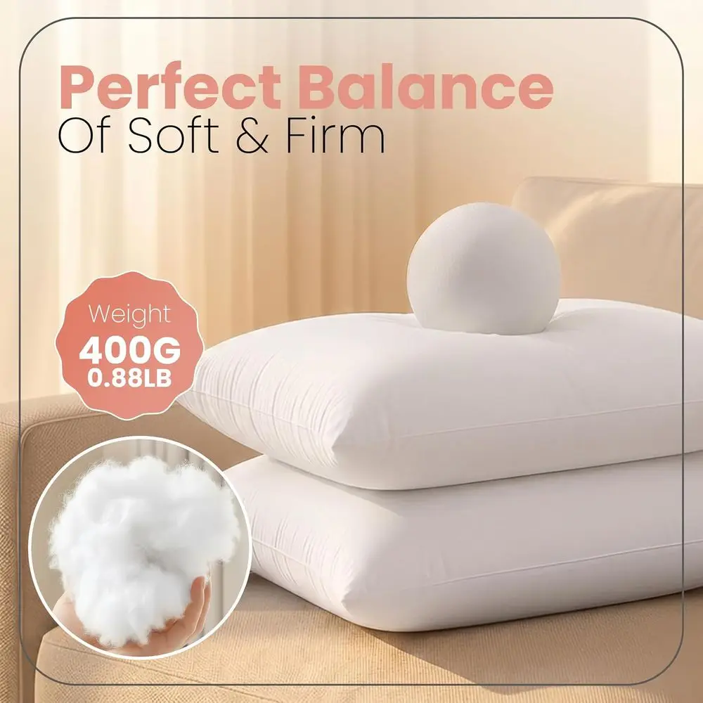 12x20 Pillow Inserts, Pair of White Decorative Throw Pillows for Indoor Use, Sofa & Couch Support Cushions