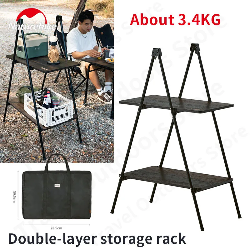 Naturehike Ultralight Double Layer Storage Rack 3.4kg Fiberglass Board Picnic Tableware Shelf Outdoor Camping Parts Flower Stand