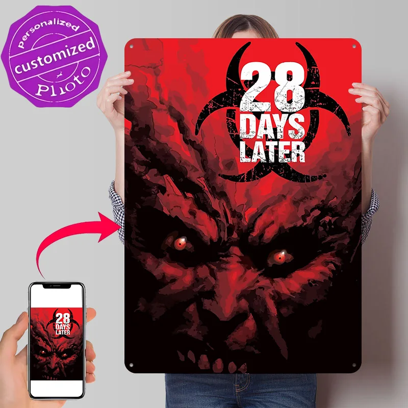 28 Days Later 3D Texture Metal Poster Customized Wall Art Tin Sign Gift for Mancave Office Decor Room Home Decoration Luxury