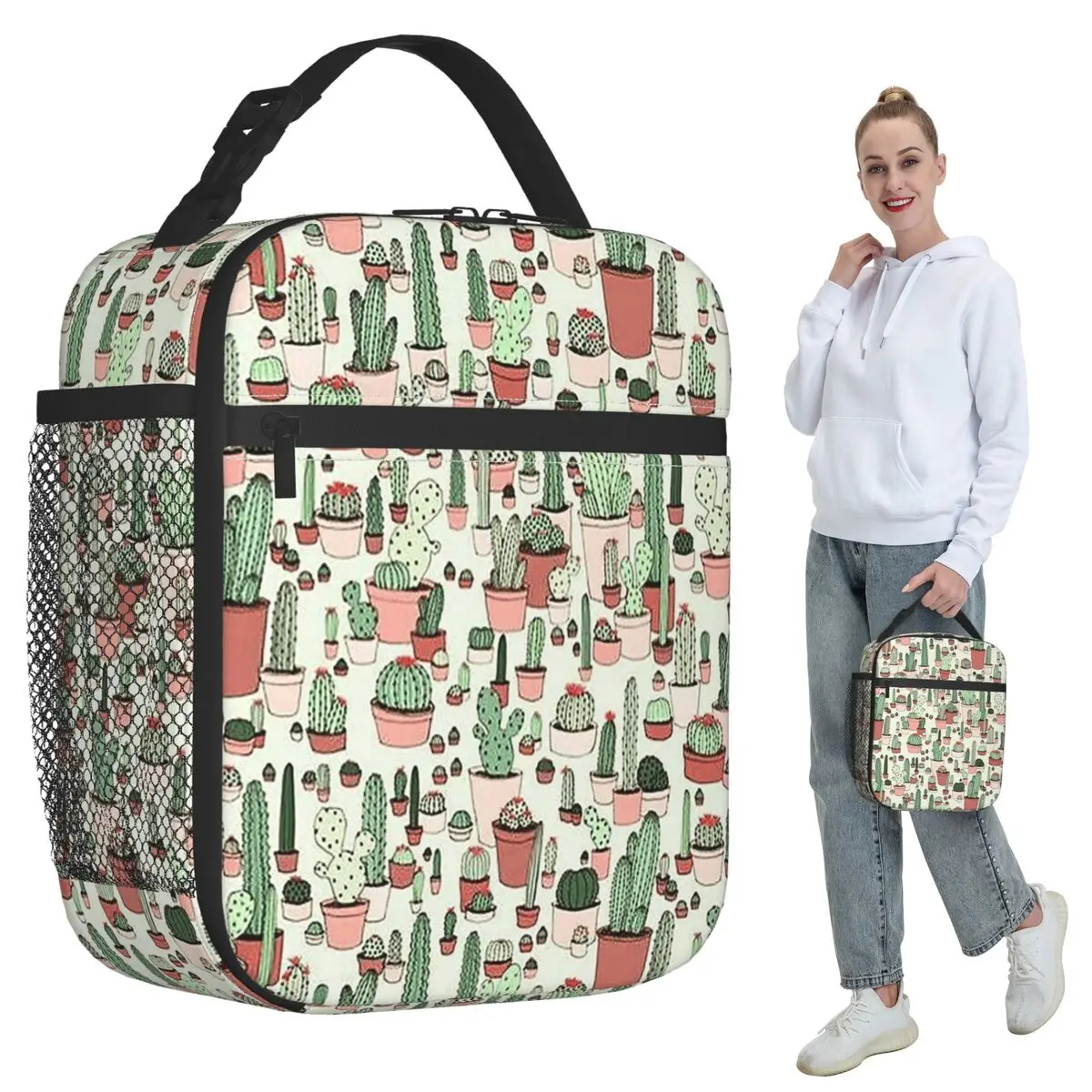 Case Cactus Insulated Lunch Bag for Women Office Cooler Thermal Food Box Tote Portable Lunch Boxes Container