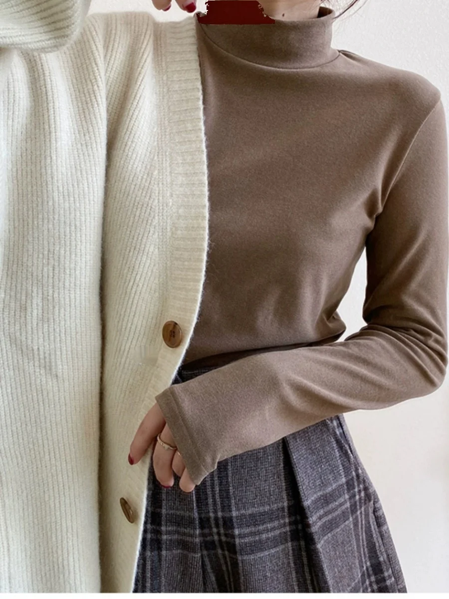 

Thiened двусторонний немецкий бархатный длинный све f-высокий воротник Camere Simulation Base irt Женская трикотажная одежда Winter F...