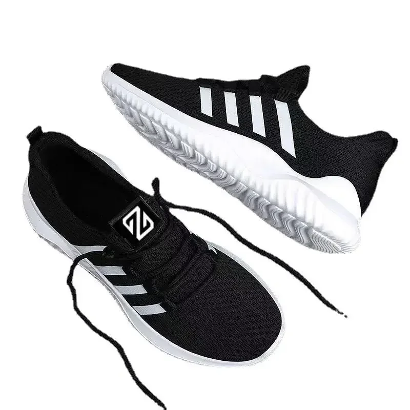 Mesh Breathable Comfortable Jogging Trainer Shoes Outdoor Walking Black Sneakers Fashion Couple Casual Sports Shoes Men