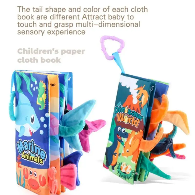 Baby 3D Cloth Book Montessori Animal Early Education giocattolo a coda tridimensionale cognizione animale marino bambini Puzzle Palm Soft Book
