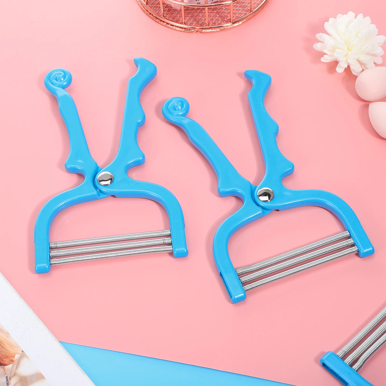 

3 Pcs Facial Hair Remover Blue Manual Epilator Women Threading Removal Device Lightweight Durable Safe Skin Care Shaver