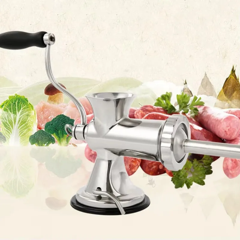Solar Powered Hand Crank Food Vegetable Meat Mincer Sausage Maker Household Stainless Steel Manual Meat Grinder High Efficiency