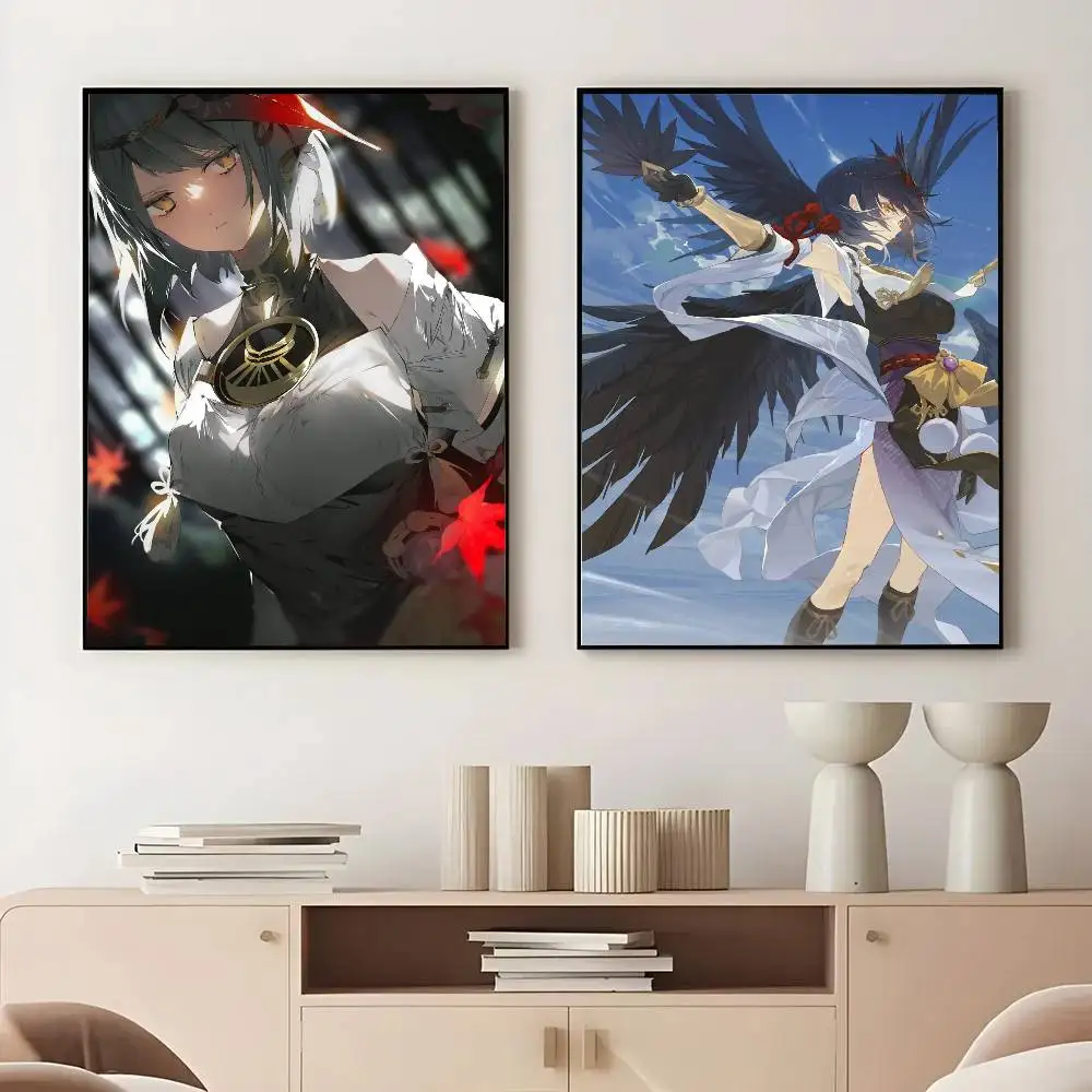 Kujou Sara Game G-Genshin I-Impact Art Sticky Wall Waterproof Home Living Room Bedroom Bar Aesthetic Decoration