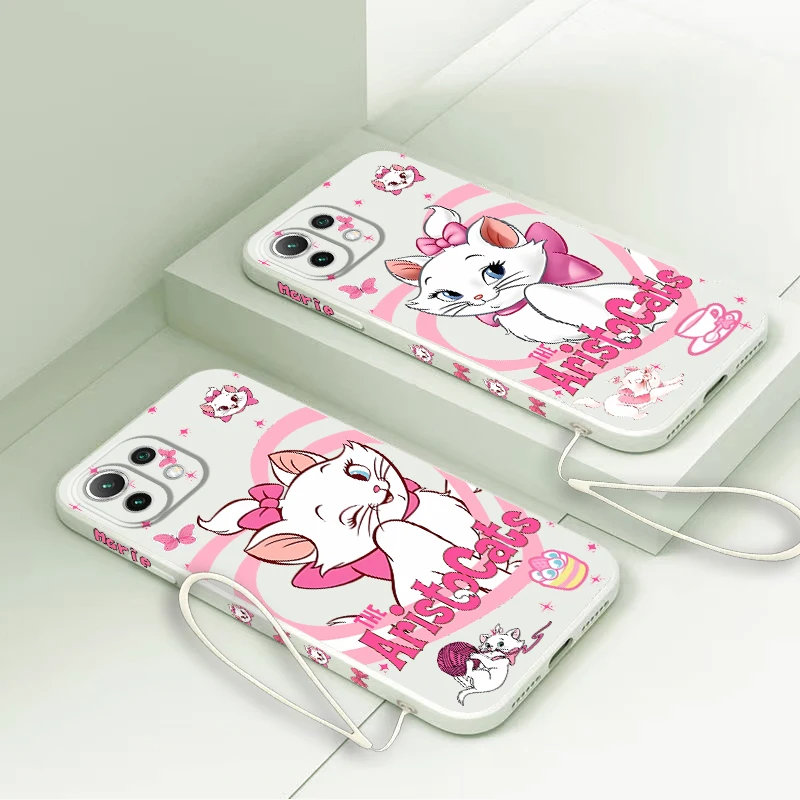 Disney Pink Marie Cat Phone Case for Xiaomi Mi 12 12T 13 10T Pro 11 Lite 11T Poco F4 F5 X3 NFC X4 X5 Pro 5G Soft Cover