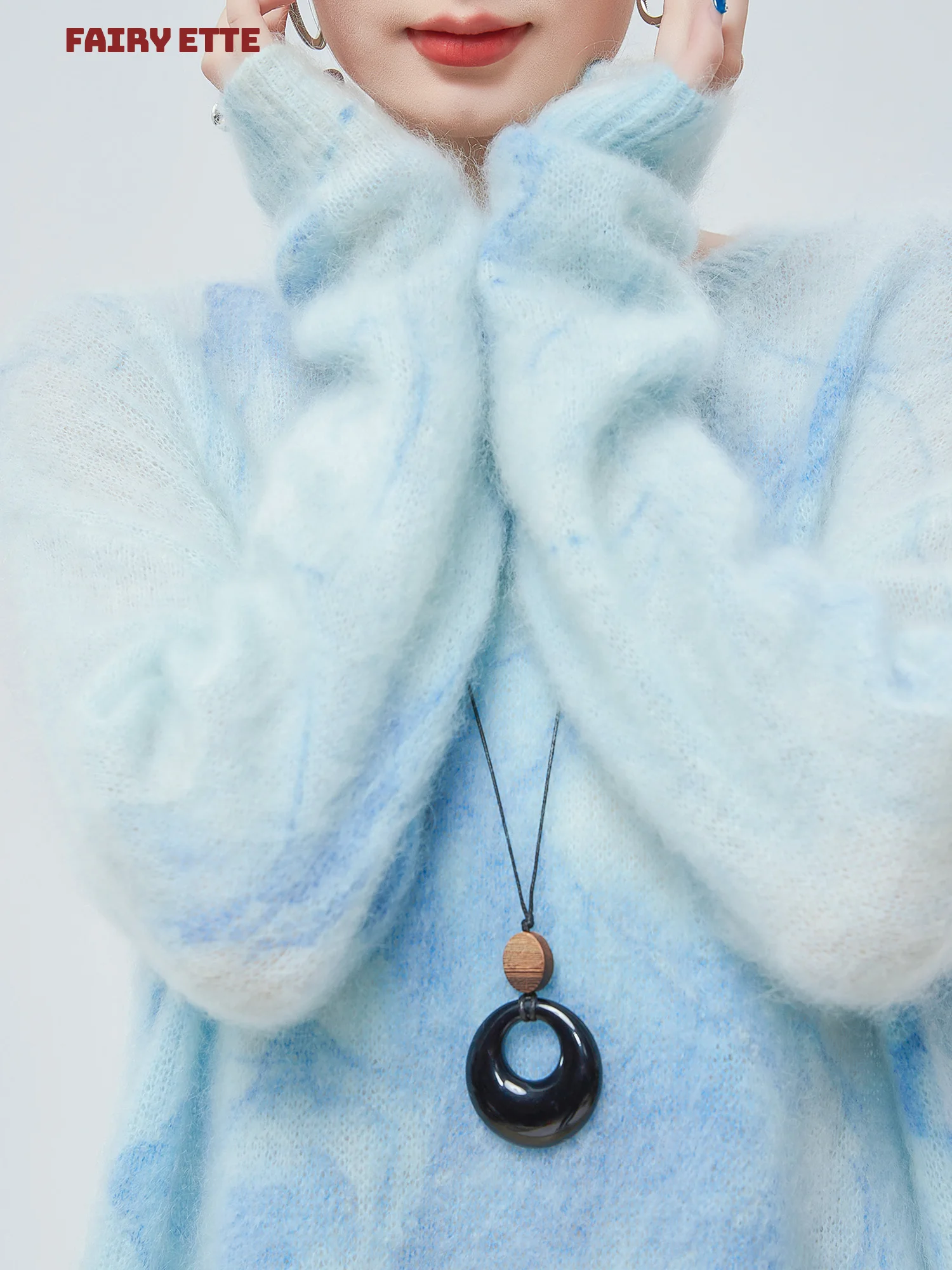 

Синий пушистый вязаный свитер-пуловер для женщин, мягкий, теплый, осенне-зимний, новый, удобный, свободного кроя