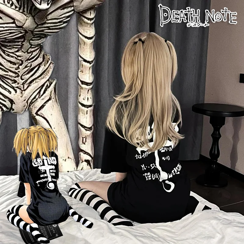 Anime DEATH NOTE MisaMisa Cosplay Costume Adult Women T-shirt Knee Over Striped Socks Y2k Casual Top Halloween Outfits