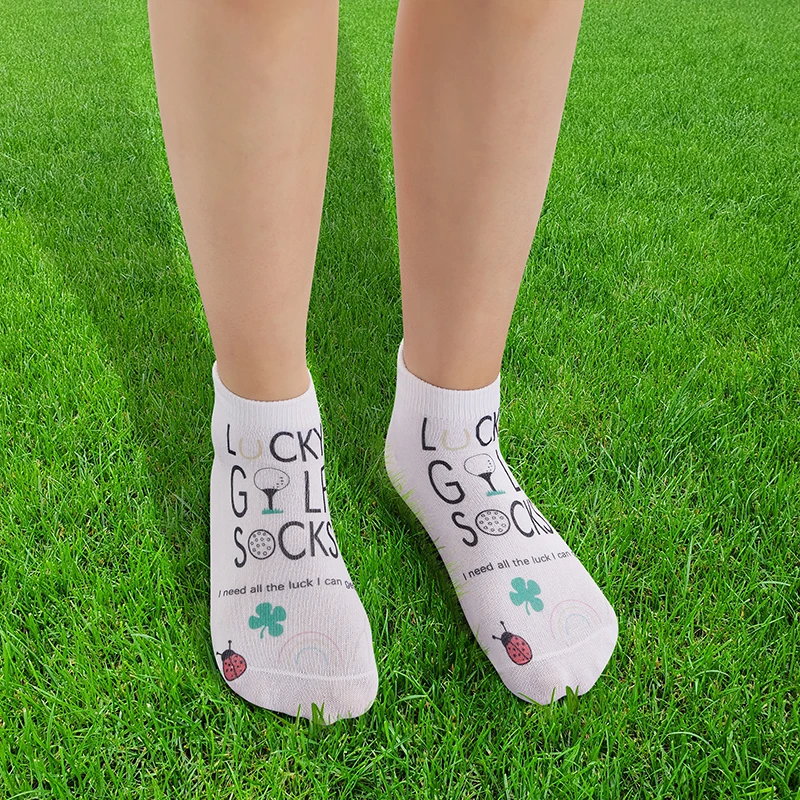 Funny Golf Socks for Man Women  Lucky Golf Socks Personality Letter Print No-Show Socks Fashion Casual Novelty Socks