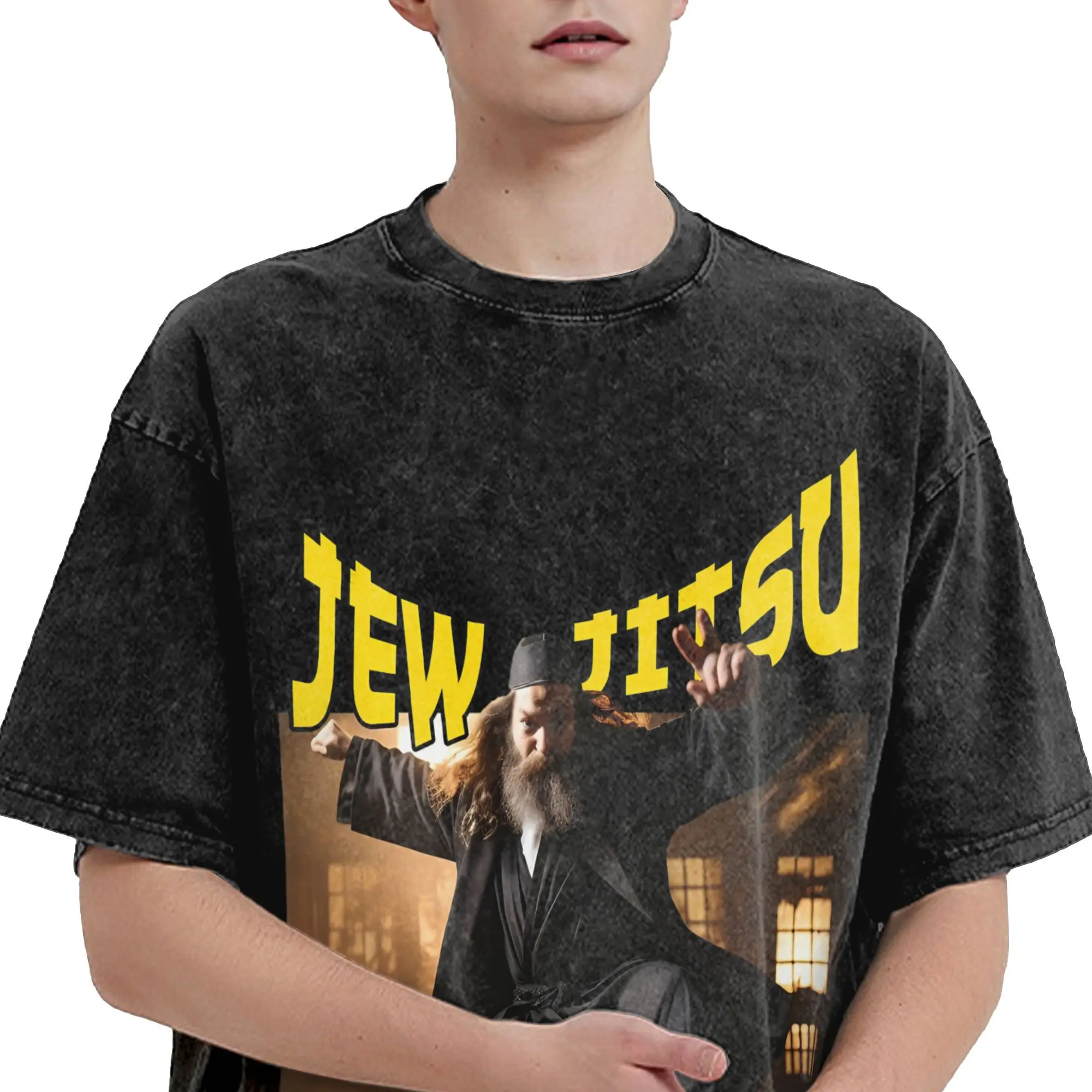 أعرف يهودي جيتسو للرجال اليهودية جيو جيتسو تي شيرت للرجال عادية القطن تي شيرت Crewneck قصيرة الأكمام تي شيرت حجم كبير الملابس