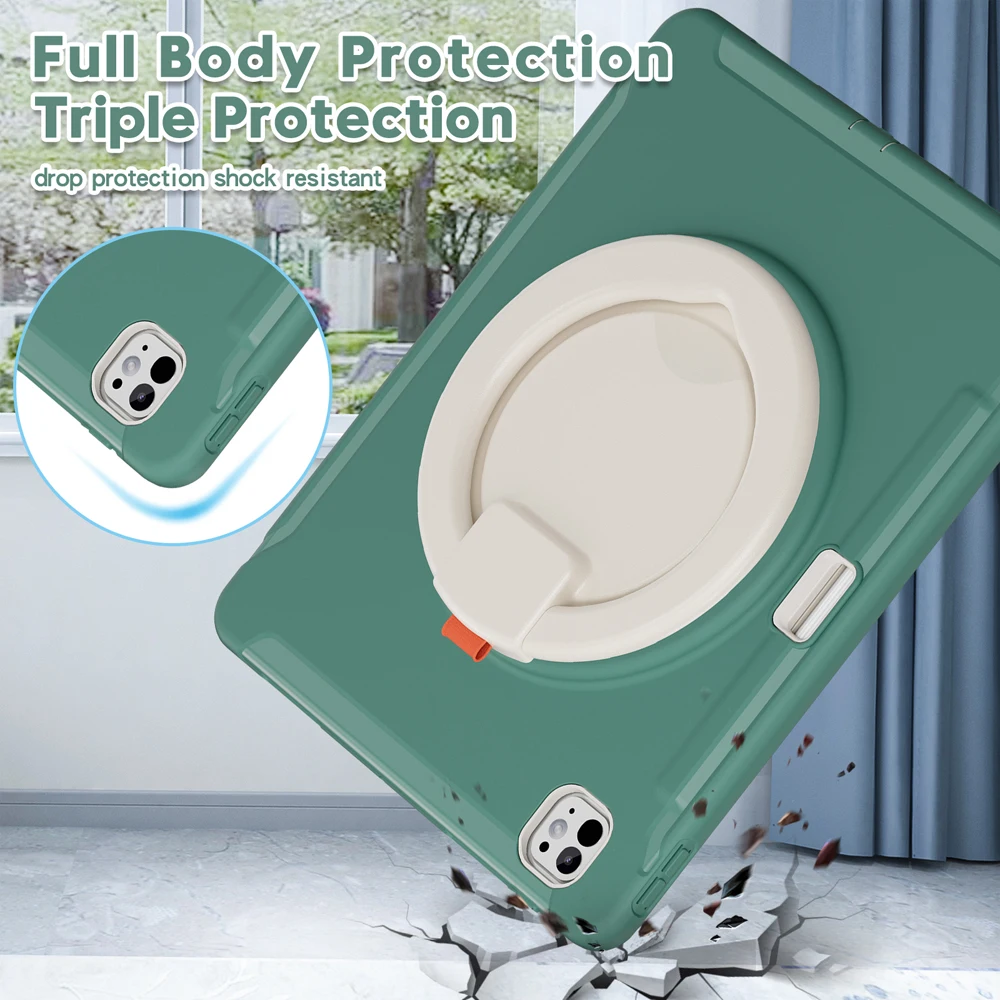 

Portable Cases For 13.0" iPad Pro13 Pro 13 M5/M4 2025/2024 Tablet Case A3269/A2926/A2925 Cover Shockproof TPU Rotate PC Shell