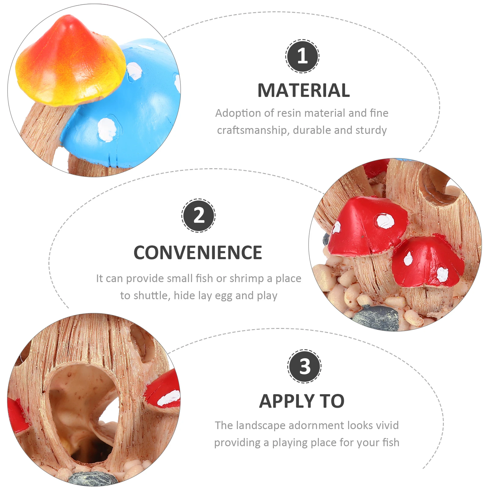 

Aquatic Mushroom Fish Tank Decor Resin Shelter Cave for Small Fish Hiding Breeding Spot Shrimp Play Area Landscape