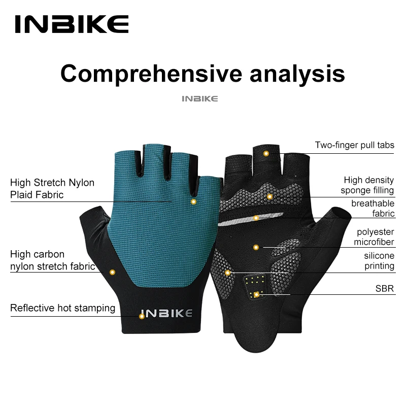 INBIKE Cycling Gloves Summer MTB Bike Gloves for Men Biking Gloves Gel Padded Half Finger Road Bike Bicycle Gloves Accessoiries