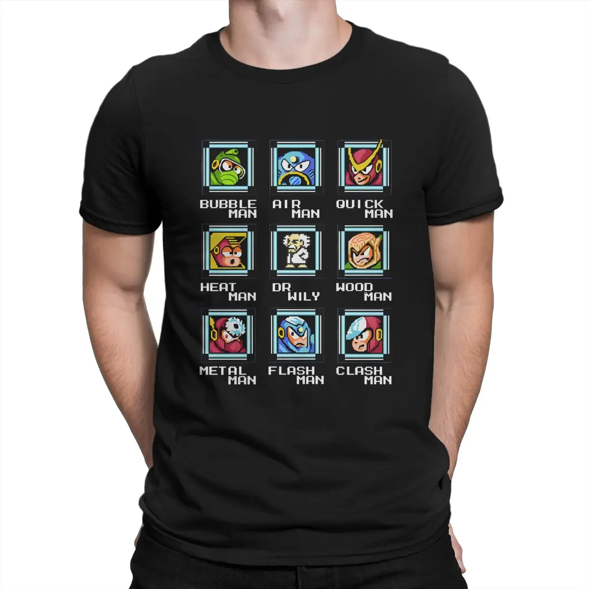 

NES Video Game Men's T Shirts Mega Man Funny Tee Shirt Short Sleeve Round Neck T-Shirts 100% Cotton Summer Tops