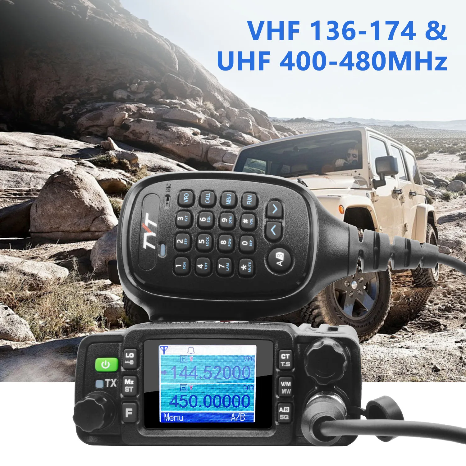 IP67 Waterproof 2M 70cm GMRS Dual Band Mini Mobile Radio 25W 200Ch DTMF 2 Tone 5Tone Signaling 1750 Repeater Tone TYT TH-8600