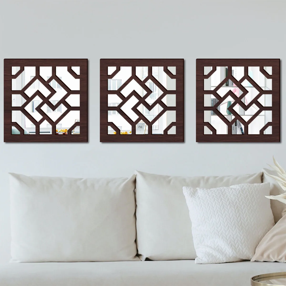 

Window Mirrors for Wall Decor, Wood Frame Farmhouse Wall Decoration, Home Decor Mirror for Farm Bedroom, Living Room, Entrance