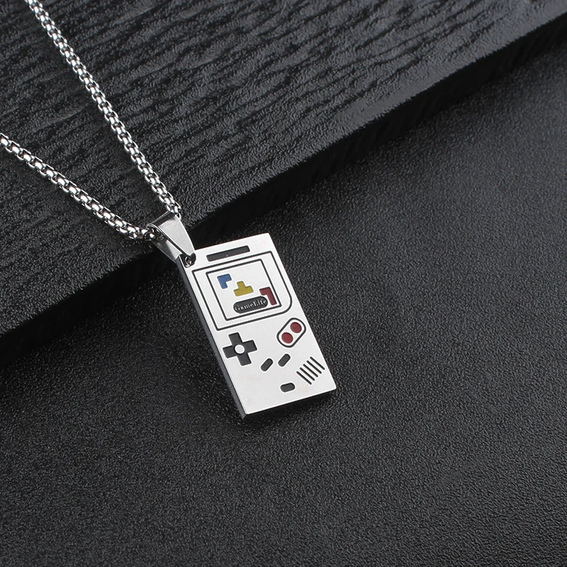 Matching Gamer Couple Necklaces Waterproof Stainless Steel Retro Game Controller Pendant Necklaces for Best Friends Lovers