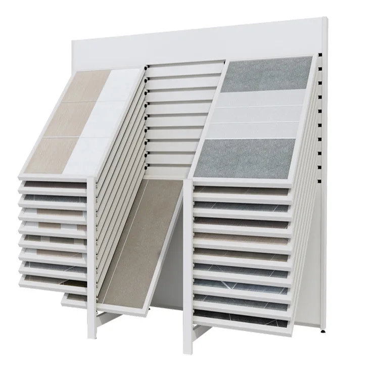 Craftgrainpro Modern Wood Flooring Display Rack Customized Shelf Stand with Base Plate for Product Display