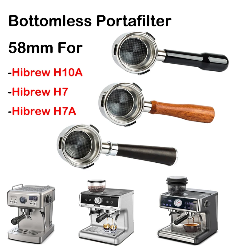 Porte-filtre à café sans fond en acier inoxydable, porte-filtre à 3 oreilles, Hibrew h10a h7 h7a, machine à expresso, outils Barista, 58mm