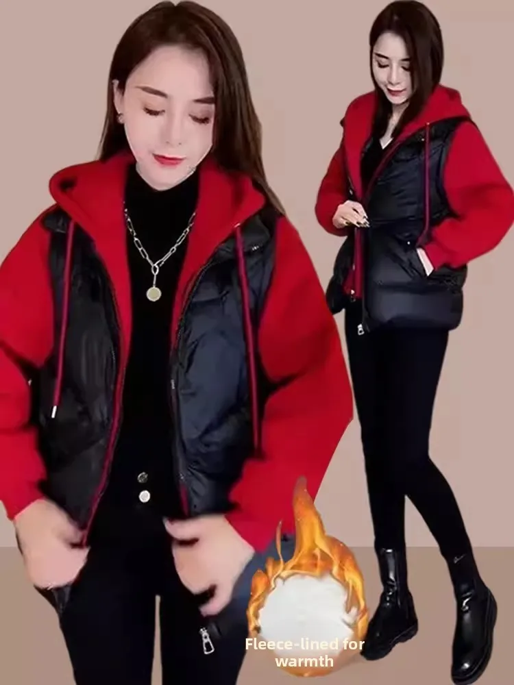 

Women's Thiened Fce Lined Cotton Jaet Winter Warm Outerwear Korean Sle Loose Fit Long Sve Zipper Closure Coat