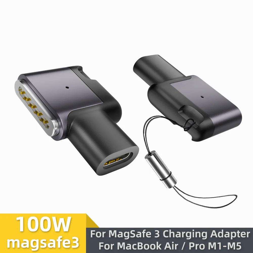 PD 100W Typ-C-auf-MagSafe-3-Magnet-Ladeadapter, kompatibel mit MacBook Air / Pro M1 M2 M3 M4 M5