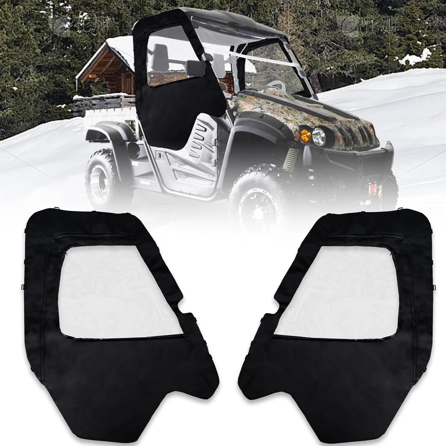 Soft Side Doors Cab Enclosure Windshield Compatible with Hisun UTV 500 700  Massimo MSU500 Zipper Window