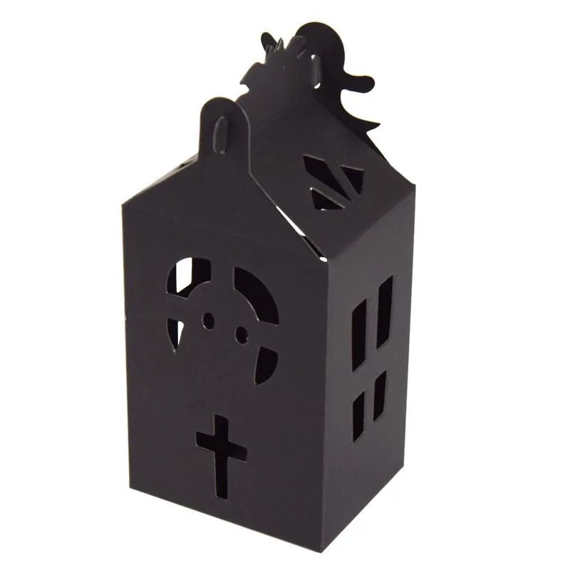 10/20Pcs Schwarz Halloween Bat Haus Candy Boxen Behandeln Papier Geschenk Verpackung Cookies Boxen Container Für Halloween party Dekoration – Detail 5