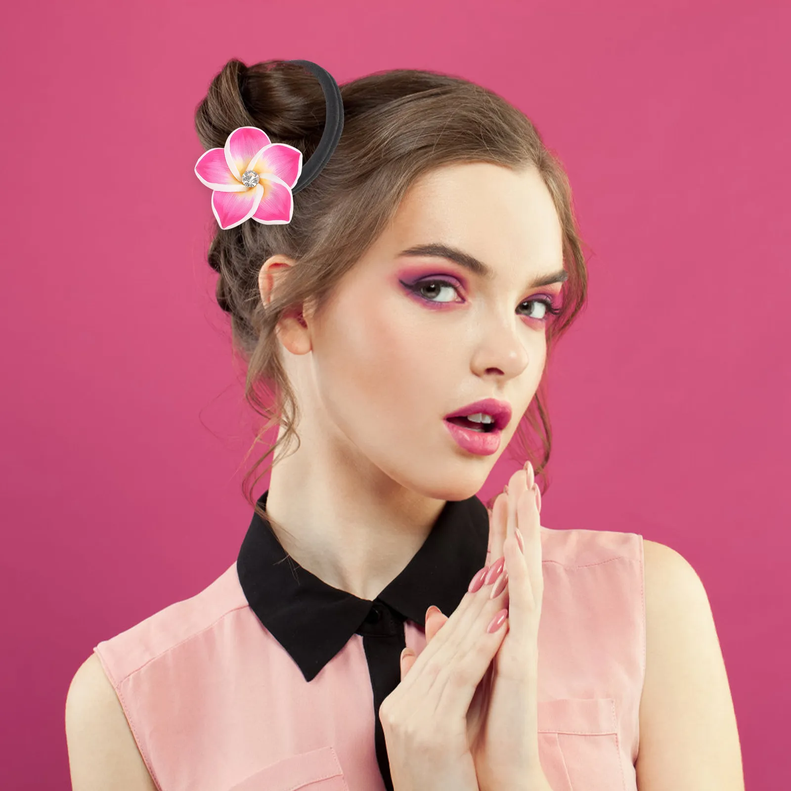 

10 шт. эластичных резинок для волос с цветными стразами и цветочным узором для женщин и девочек, для густых кудрявых волос, аксессуары для повседневного использования