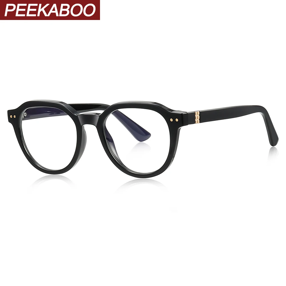 نظارات Peekaboo بعدسات شفافة للرجال تحجب الضوء الأزرق TR90 خلات إطار نظارات أنيقة للرجال باللون البني الشفاف على الطراز الكوري