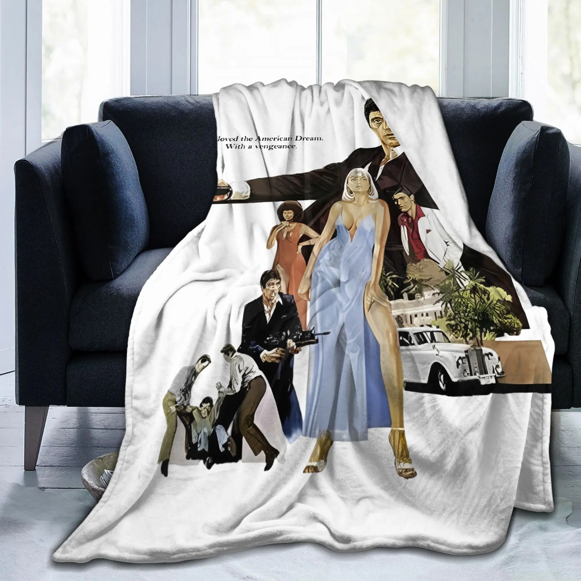 Scarfaces Tony Montana Knitted Blanket The Eyes Chico Flannel Bedding Throw Blankets Rug Piece Printed Gift Multifunction
