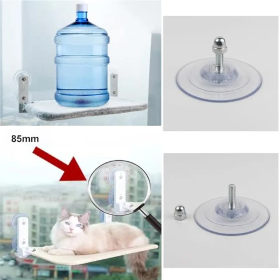 4 szt. Zamienniki przyssawek do legowiska dla kota na okno z śrubami, 85 mm, wytrzymałe, mocne uchwyty wiszące, przyssawki do legowiska dla kota na okno