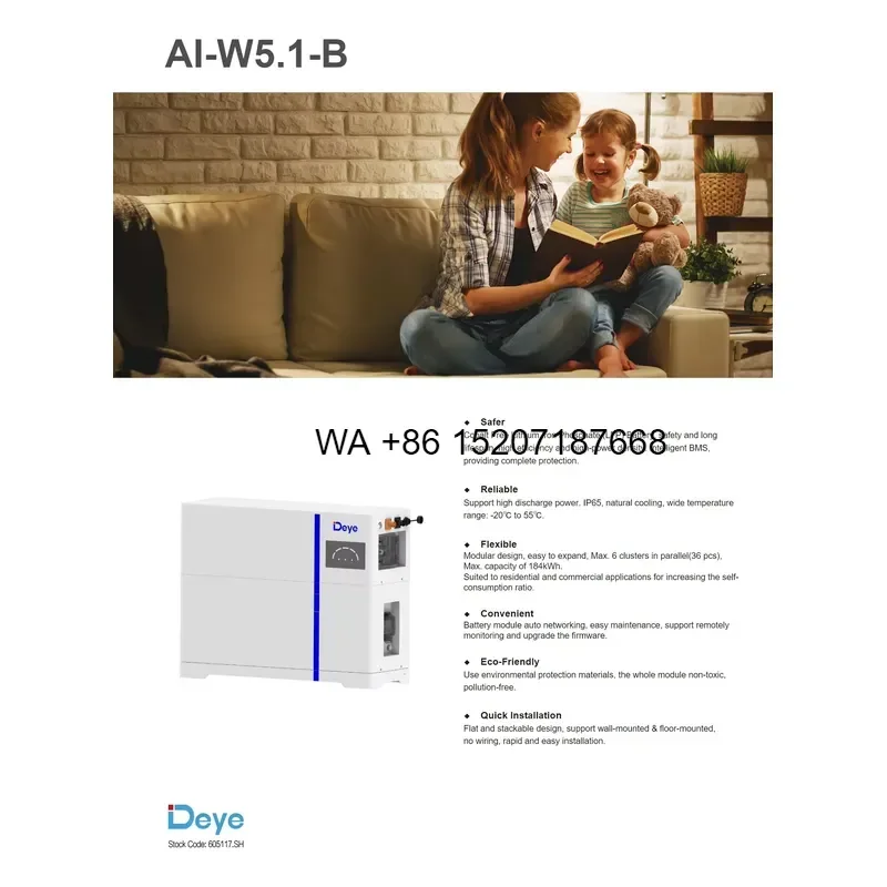 Wmwmnu for Deye EU Warehouse AI-W5.1 Battery Pack High Quality 15kw 20kw 48v 51.2V 100ah 200ah Lithium Lifepo4 15kw 20kw 48v