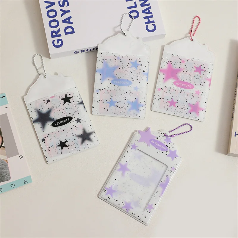 3inch PVC Photocard Holder Keychain Idol Photo Sleeve ID Card Cover Protector Postcard Credit ID Bank Bus Card Holder