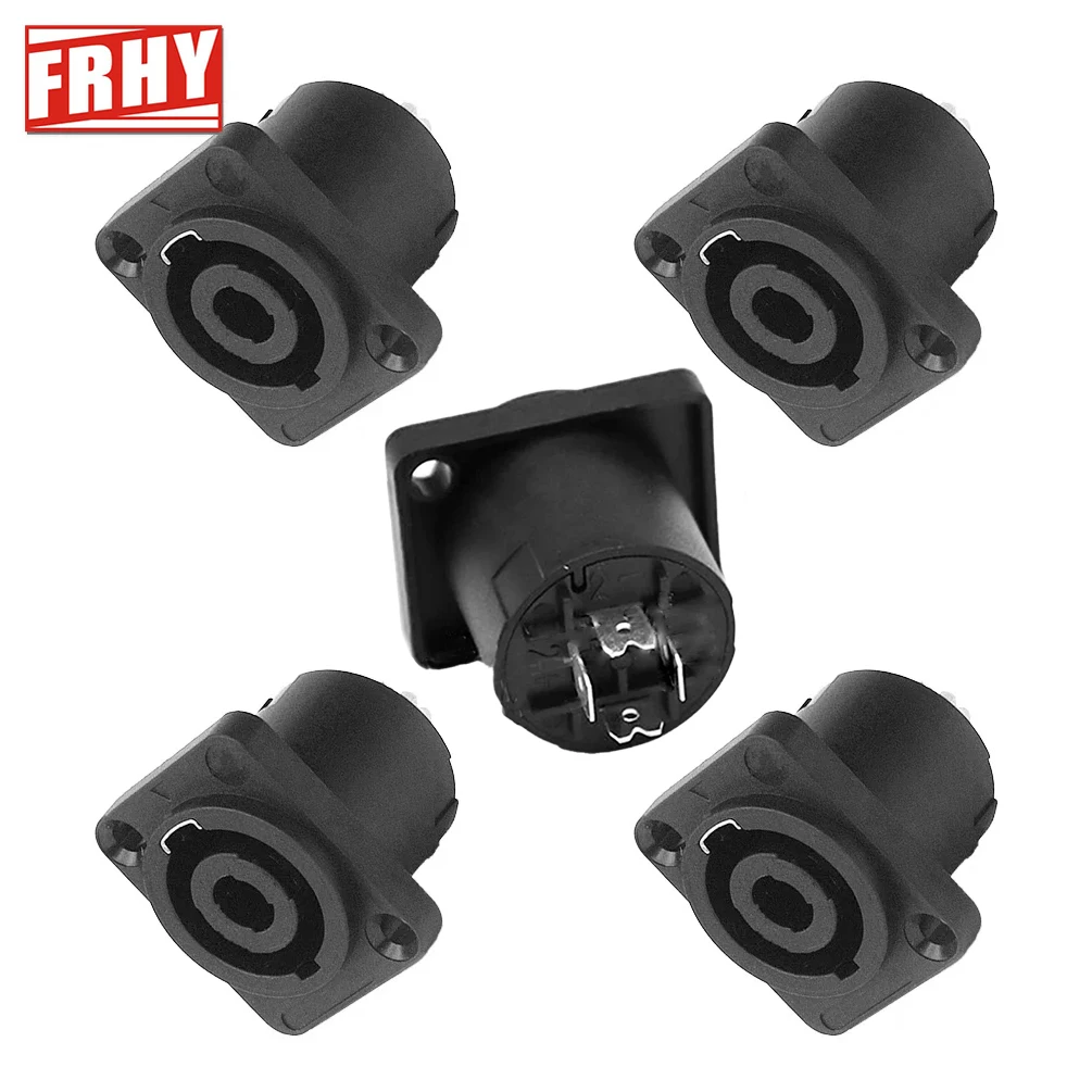 5 Pack 4-Pole Round Panel Mount Twist Lock Speaker Connectors - Compatible with Neutrik Speakon NA4LJ/NA4LJX/NL4MP/NL4MPR/NL4FC